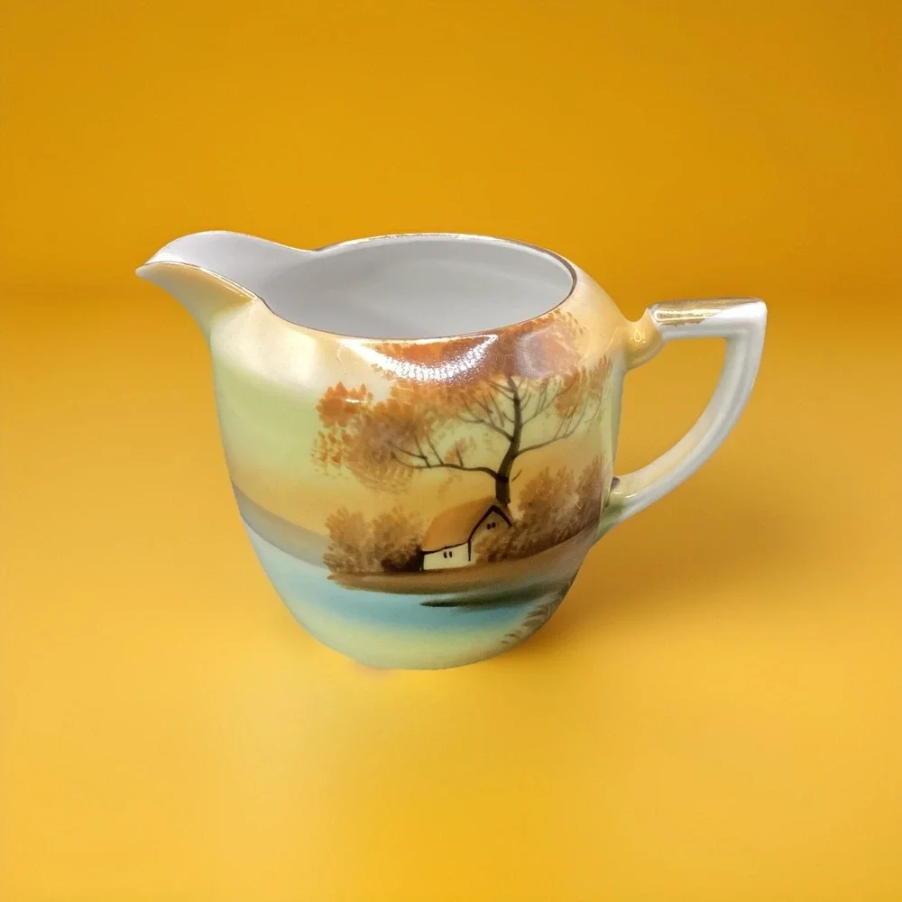 3 Pc Set Vintage Noritake Creamer Pitcher and Lemon Plate Hand Painted-Japan‎